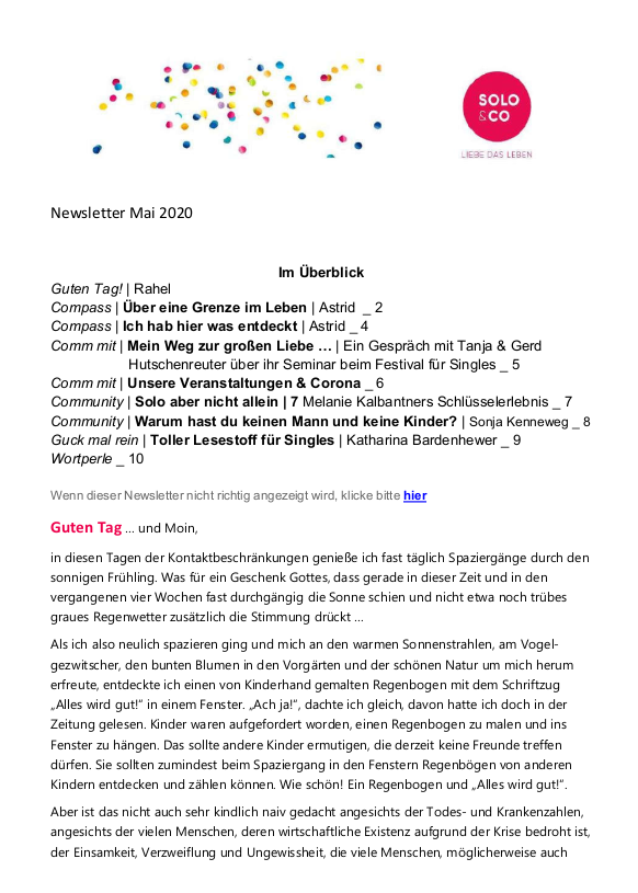 Newsletter Mai 2020