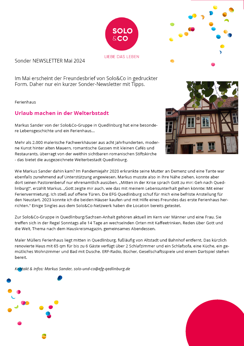 Sonder-Newsletter Mai 2024